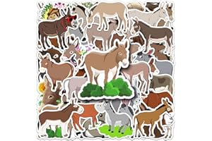 AUCEKO Set di 50 adesivi per asini Donkey, impermeabili, in vinile, per laptop, bambini, auto, moto, skateboard, bagagli, valigie, computer, graffiti Decal
