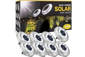 ZFITEI Solar Deck Lights Solar Powered-8 Pack Ground Lights for Landscape,Walkway,Lawn,Steps Decks,Pathway Yard Stairs Fences,Outdoor Garden Decorations(Bright White)