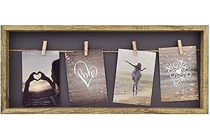 accent by nielsen Bilderrahmen Collage Wäscheleine mit Klammern 4 Fotos à 9x13 cm, Natur, 52x22 cm