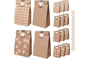 Romon Torebki na prezenty, 12 sztuk torebek prezentowych z 12 naklejkami na prezenty świąteczne, torebki na prezenty, woreczki na cukierki, torby na prezenty urodzinowe, torebki ślubne itp.