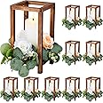 Geelin 10 Pcs Wooden Candle Lantern Wedding Lantern Centerpiece Lantern Candle Holder for Table Fireplace Lantern Decorative Farmhouse Candle Lantern for Wedding Baby Shower(Brown, 10.59 Inch)