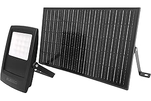 ELEDCO Foco Solar 200W Exterior, Luces Solares LED Modelo All-Black, Panel Solar, Batería, Mando a Distancia, Sensor de Movimiento, Sensor Crepuscular, Luz Cálida 3000K