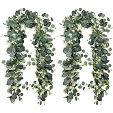 Guyode 2 Pieces Artificial Garlands Eucalyptus Leaves | for Wedding Arch Party Dining Tables Decoration, 180 cm, Garland, Art