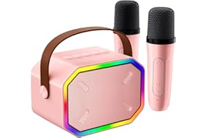 SOOMFON Karaoke Professionale Completo con 2 Microfoni Wireless, Canta tu Karaoke Cassa con 2 Microfono Portatile per Karaoke Bambini, Festa in Famiglia, Compleanno, Viaggio, Picnic - Rosa