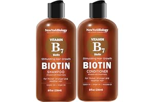 NEW YORK BIOLOGY THE ULTIMATE COSMECEUTICALS Biotin Shampoo and Conditioner Set 236ml for Hair Growth and Thinning Hair – Thickening Formula for Hair Loss Treatment – For Men & Women – Anti Dandruff
