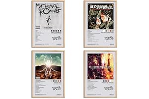 OMLE My Chemical Romance Signed Limited Posters Music Album Cover Posters HD Prints Canvas Wall Art Room Aesthetic Pictures Set of 4 for Music Classroom Bedroom Dorm Wall Decor Art 8x12 inch Unframed