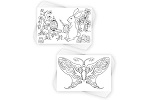 Colorpockit 4x6 Postcard Coloring Book Card Decks with Busy Bunnies and Butterflies Forever. Refills for COLORpockit Complete Portable Coloring kit. Contains Two 12-Card Coloring Decks.