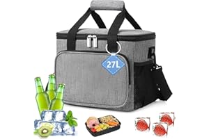 AHYDFSR Sac isotherme de 27 l - Sac à déjeuner isotherme pliable - Avec doublure en aluminium - Sac isotherme pour le transport alimentaire - Portable - Pour le travail, les voyages, le bureau, les