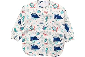 Baby Sailors Baberos Bebe Impermeables con Mangas - Babero con Mangas Impermeable 6 meses o mas, Delantal de pintura, Babetes Impermeável Bebe, Babero BLW, Babero con Elastico, Babero con velcro