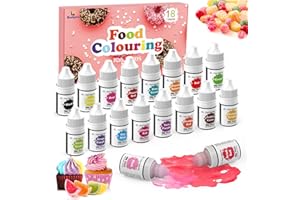 BALLPHL Lebensmittelfarbe Flüssig,18 Farben Speisefarbe Hochkonzentrierte Lebensmittel Farben Set,Natürliche Lebensmittelfarben Food Colour für Kuchen Backen, Macaron, Kekse, Glutenfrei Zuckerfrei
