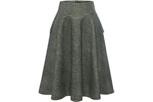 Bbonlinedress Rock Damen Lang Vintage Elegant Plaid Winterrock Warm Elastische Taille A Linie Röcke Casual Rock Hohe Taille Midi Rock