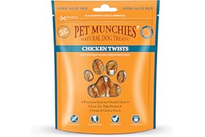 Pet Munchies Chicken Twists Dog Treats, Value Pack Grain Free Dental Sticks with Natural Real Meat, Low in Fat and High in Protein 290g (Pack of 3)