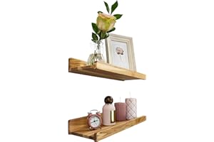 ‎WOOD WEDGE Handmade Set of 2 Floating Wall Shelves, Rustic Wooden Shelves with Lip, Children's Bookshelves, Picture & Photo Shelf for Bedroom, Living Room, Bathroom, Kitchen, Office (of course, 40 cm)