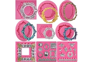 ‎FUNSHOWCASE Retro Rahmen Silikonformen vintage Schnörkel Epoxidharz Formen Ornament Fondant 9er Set