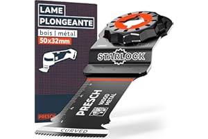 Presch Lame Scie Oscillante Bois et Métal 50x32mm - Lame Starlock pour changement sans outil - Dents BI pointues & design Curved-Tec pour résultats précis - Lame Outil Multifonction
