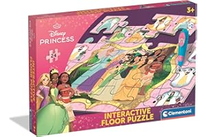 Clementoni - Puzzle Interactivo de Princesas Disney para Suelo - 24 Piezas, Pen interativa, Desarrollo Autonomía y Concentración, 3+ Años, 62x42 cm, 16685