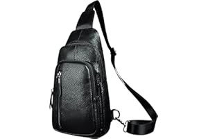 Le'aokuu Uomini Vera Pelle Casual all'aperto Escursionismo di Viaggio Borsa a Tracolla sul Petto Borsa a Tracolla Rig One Zaino 8005