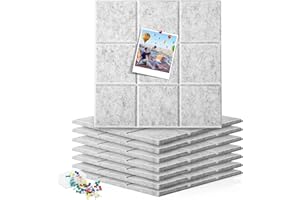 KULAMO Duża filcowa tablica do przypinania, samoprzylepna, z 30 pinezkami, 6 sztuk, 30 x 30 cm (Ciemnoszary)