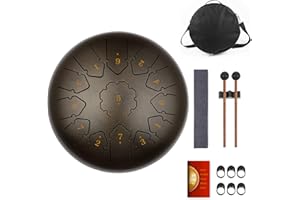 KUDOUT Stalowy bęben językowy, 30 cm, 13 nut, instrument perkusyjny C-dur, ręczny bęben czołgowy z torbą, gumowe młotki do edukacji muzycznej, koncertu, uzdrawiania umysłu, jogi, medytacji, prezent