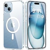 Ehr. iPhone 15 Uyumlu Kamera Korumalı Magsafe Wireless Şarj &Ouml;zellikli Sert Sararmaz Kristal Şeffaf Kılıf (Şeffaf, iPhone 15)