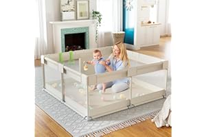 FODOSS Playpen, Baby playpen 47 * 47 * 27inch (Beige)