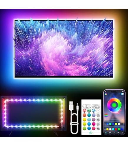 Bande LED Rétroéclairage TV Avec Capteur - 6,5 M - Pour TV 90 à 100 Pouces - Contrôle Par Appli, Synchronisation Couleurs, Allumage Auto