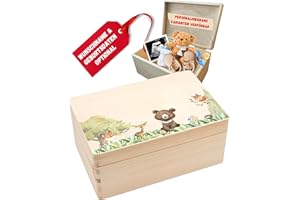 DEschenk Erinnerungsbox Baby - Geschenk zur Geburt, Erinnerungskiste Baby, Baby Erinnerungsboxen in verschiedenen Größen (Waldtiere, ohne Personalisierung)