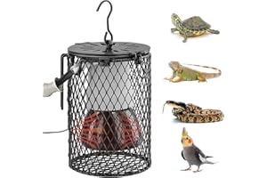 Evoloo Reptiles Ceramic Heating Lamp with Guard,Anti-scalding Lampshade with UK Plug,100W Ceramic Heat Lamps Lampshade Holder,Infrared Reptile Heat Bulb with Anti Hot Bracket Cage for Bearded Dragon