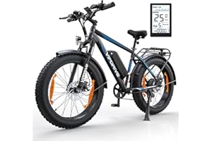 Vipdrive Bici Electrica Adulto,26"/24"x4" Fat Tires E-Bike, Batería Removible de 48V13Ah hasta 140KM,5 Modo Pas,7 Velocidades, Velocidad Máxima 25KM/H, Bicicleta Eléctrica con Motor de 250W