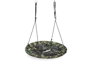 relaxdays Nid d’Oiseau balançoire, Camouflage, pour Enfants & Adultes, Jusqu’à 100 kg, Rond, Ø 100 cm, Vert foncé