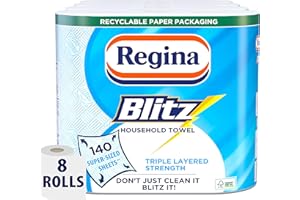 Regina Blitz Household Towel, 560 Super-Sized Sheets, Triple Layered Strength, 8 Count (Pack of 1)