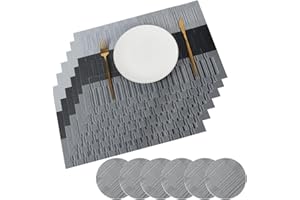 HASUDEI 6 Set Tovaglietta Americana e Sottobicchieri Impermeabili Resistenti Antiscivolo Lavabili Tappetini da Pranzo 45x30cm Rettangolari Set Tovagliette per Casa Tavolo Feste Matrimonio