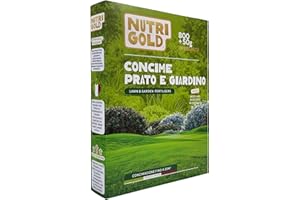 NutriGold® concime Prato e Giardino | Fertilizzante ESTATE per Prato, Siepi e Piante - NPK a Rilascio Graduale Ricca di Ferro - Nutre 20 m² di Verde e Previene il Muschio - Solido 800g + 50g Omaggio