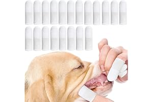 ZUMLLOMA Cepillo Dientes Perro Dedo 12 Piezas,Cepillo de Dientes para Mascotas Hecho de Tela de Fibra Apto para Perros y Gatos,Limpia Eficazmente la Placa Dental (20 piezas)