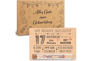 ‎GIFTOTA Giftota 17 Geburtstag Geldgeschenke Holz mit Reagenzglas Juteschnur Holzkarte Geschenkbox - 17 Geburtstag Geschenk Mädchen Jungen