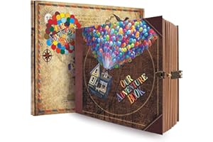 JIMBON Our Adventure Book album scrapbooking, Estilo Retro, album fotos para pegar y escribir, álbum de Fotos de Viaje de Bricolaje/Libro de Bodas de Aniversario,Regalos de San Valentín, 8.9 * 7.7Inch