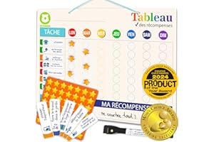 QUOKKA Tableau de Récompenses Magnétique pour Enfants à la Maison - 40,6x30,5 cm Tableau de Comportement Enfant Avec 84 Aimants Et 102 Étoiles - Routine et Responsabilité à Sec et Effaçable