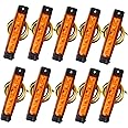 Futheda 10pcs 12V Side Marker Lights 6SMD LED Lamps Front Rear Light Position Indicators for Trailer Truck Caravan Camper Van Lorry Bus Boat Tractor Motor Amber Orange