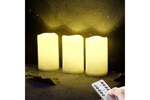 NONNO&ZGF 3 Outdoor Stück LED im Freien Wasserdichte Kerzen, Batteriebetriebene Plastikkerze mit Fernbedienung/Timer-Funktion (Warmweißes Licht) - 7,5cm X 12,5cm