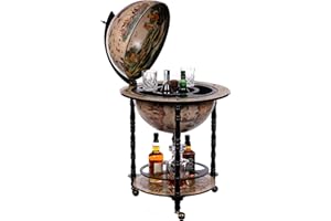 Birendy Carretto da bar gigante 45001WB01, con colonne in legno di eucalipto massiccio, colore bianco avorio, aperto 112 cm di altezza e 58 cm di larghezza