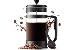 KICHLY 8 Cup Cafetiere French Press 1.0L Coffee Maker and Tea Maker with Heat Resistant Glass and Ergonomic Design