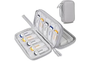 Lacdo USB Organizador electrónico Bolsa de Cable tecnología Estuche de Estuche de Cargador para SanDisk/SamData/Samsung Unidades Flash USB Jump Drive Memory Stick, Tarjeta SD, Cable, Gris