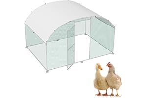 ORHEYA Gabbia per animali domestici, pollaio, in metallo zincato, 3 x 2 m, resistente all'inverno, per pollo, gallina, con tetto parasole e castello, per piccoli animali, pollame, piante