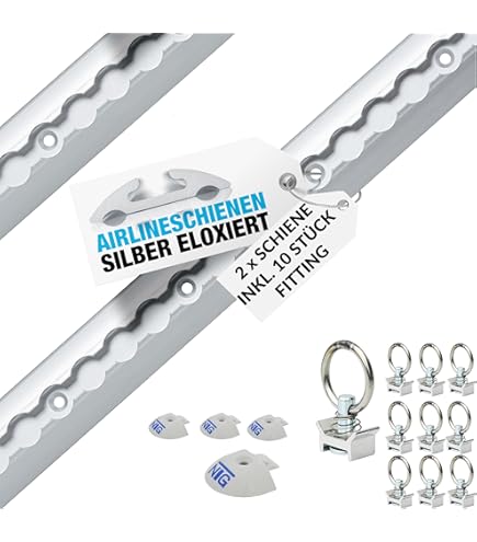 NTG Aluminium airlinerails, halfronde vorm, 0,5 - 20 m, TÜV-gecertificeerd, ladingbeveiliging voor vrachtwagens en campers, sjorrails, voorgeboord en zwart geanodiseerd, 0,5/1/2 m (1 meter, 2 x 0,5
