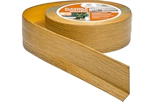 Quest Battiscopa Morbido Adesivo - 50 mm x 20 mm - Listello in PVC, Finitura Flessibile, Profilo Angolare per Cucina, Bagno, Parete, Pavimento - Decorativo (Rovere, 20m)