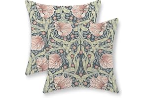 JEFERSO Grön rosa blommig kuddöverdrag 45 x 45 cm set med 2 William Morris prydnadskuddar vintage botanisk blomma konst dekor