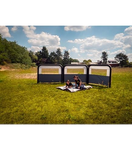 Bo-Camp Camping windscherm XL strandtent tuin hek inkijkbescherming groot 500x140 blauw/grijs