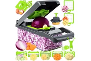CIRULLI 16 en 1 Coupeur de Légumes,Coupe legumes multifonctions Cutter tout-en-un avec récipient,coupe oignon,Coupe pomme de terre,coupe legumes manuel pour dés, coupe,Mandolines