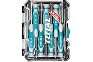 Total Tools THT250726 Juego de 7 Destornilladores de Precisión, Mango Ergonómico Bimaterial, Acero Cromo Vanadio, Multicolor, 3 de Punta Plana y 2 de Punta Phillips y 2 de Punta Torx