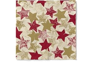 Mank GmbH Tissue Servietten 33x33 cm Premium Einweg Serviette saugstark perfekt für Weihnachtsfeiern & Adventsfeiern Weihnachtsservietten 100 Stück Sterne Levi